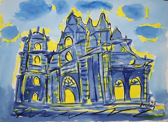 “Leap of Faith”,  1998
Saint Augustine Church, Paoay Church, Paoay, Ilocos Norte 
22” x 30”  , Watercolor on Paper