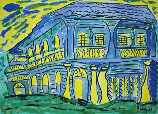 “The Blue House”,  1999
22” x 30” , Watercolor on Paper