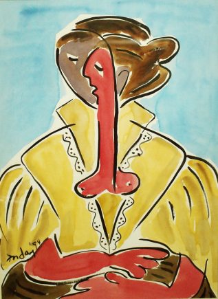 Woman in Terno, 1994  
34” x 22” , Watercolor on Paper